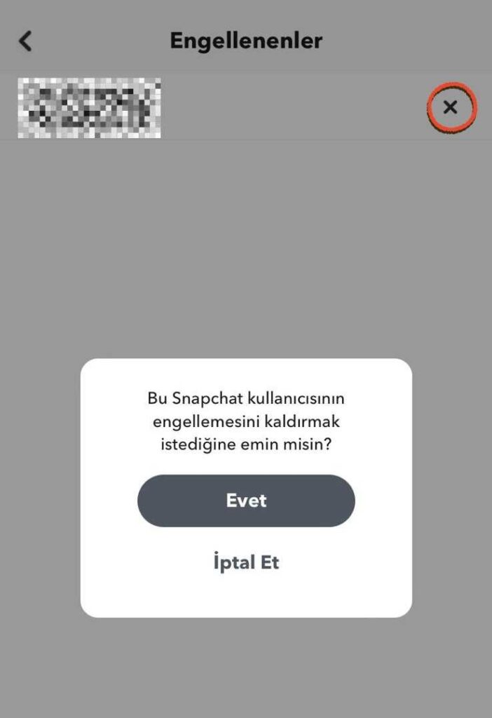 Snapchat Engel Kaldırma