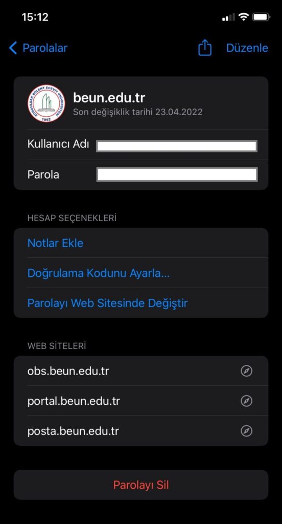 iphone da kayıtlı şifreleri görme