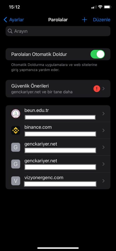 iPhone Şifreleri Görme