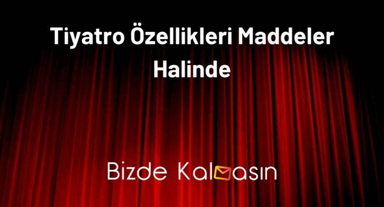 Tiyatro Özellikleri Maddeler Halinde