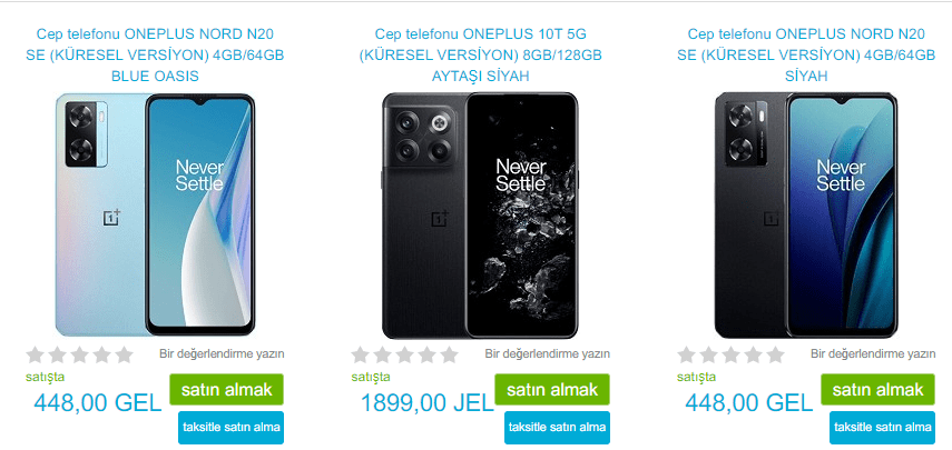 Gürcistan ONEPLUS Telefon Fiyatları